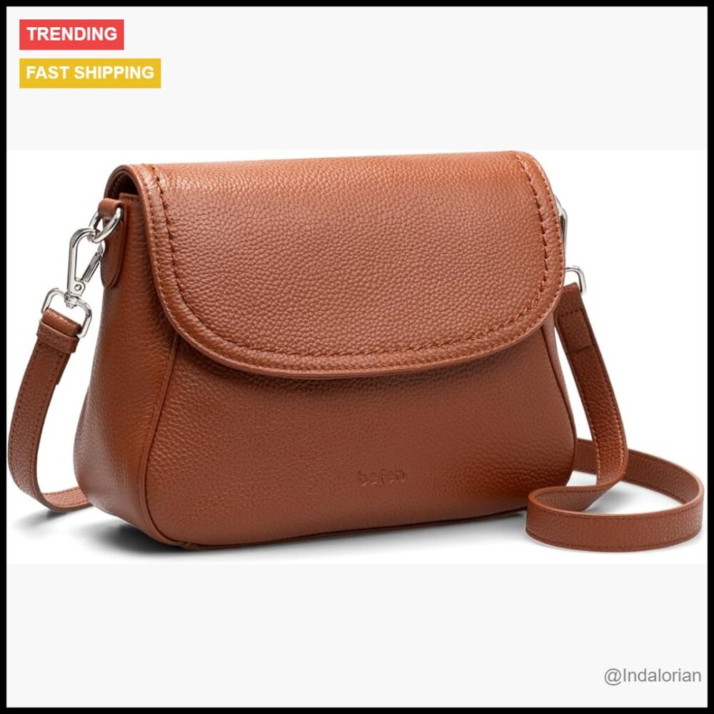 Genuine Leather Saddle Crossbody Bag Rfid Blocking Minimal Chic Adjustable Strap
